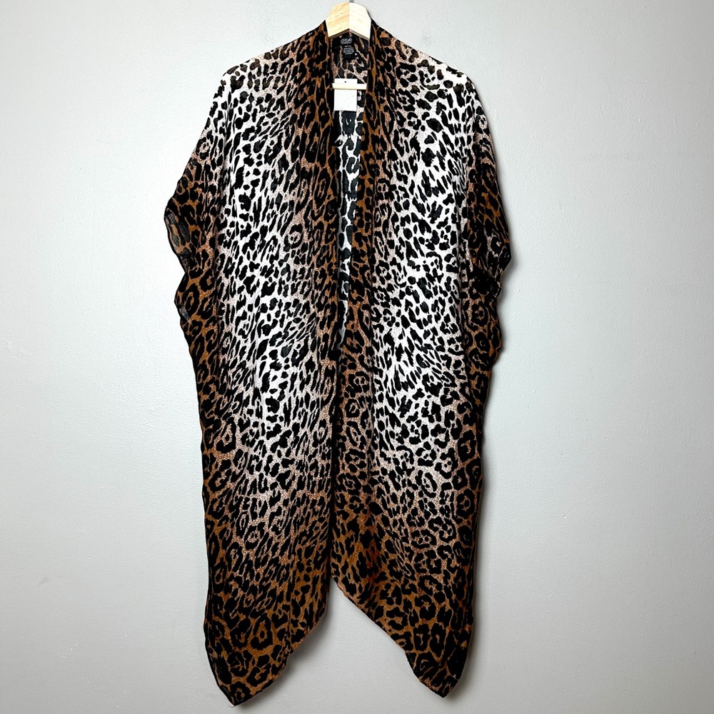 NWT Vintage Leopard Animal Print Kimono Style Wrap Cape